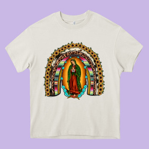 Our Lady Of Guadalupe Rainbow Heavy Core Tee Designed By Jahusdesignshop