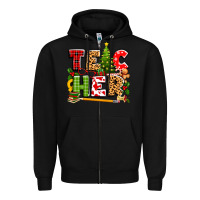 Black teacher christmas Zipper Hoodie - texasbilliewilder