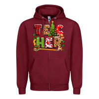 Burgundy teacher christmas Zipper Hoodie - texasbilliewilder