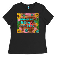 Black raised 90's country guitar cactus sunflower's Ladies Tee - Artiststas