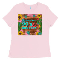 Bubblegum Pink raised 90's country guitar cactus sunflower's Ladies Tee - Artiststas