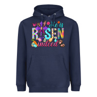Navy He is risen indeed Happy Easter Day Heavyweight Hoodie - HowdyJamesFarm