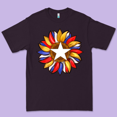 American Flag And Sunflower With Star Premium Tee Designed By Artiststas