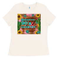 Bone raised 90's country guitar cactus sunflower's Ladies Tee - Artiststas
