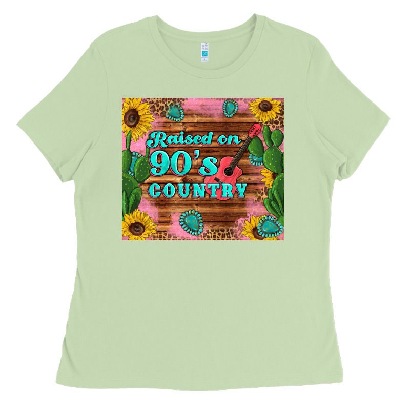 Raised 90's Country Guitar Cactus Sunflower's Ladies Tee by Artiststas | Teevron