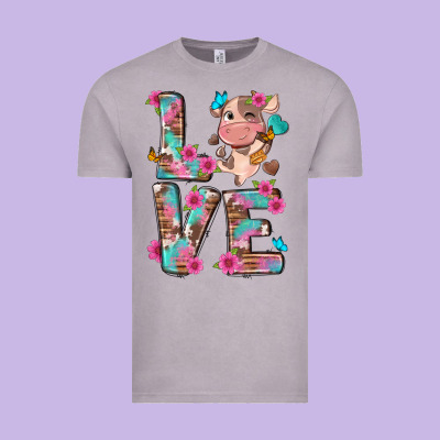 Love Little Cute Cow Vintage Tee Designed By Nancycooperartshop