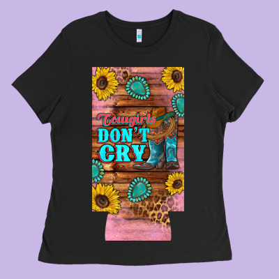 Cowgirls Don't Crty Boots Hat Sunflowers 12 Oz Can Cooler  (slim) Ladies Tee Designed By Artiststas