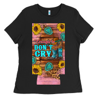 Black cowgirls don't crty boots hat sunflowers 12 oz can cooler  (slim) Ladies Tee - Artiststas