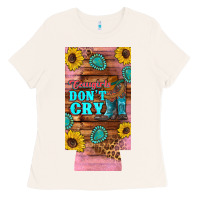 Bone cowgirls don't crty boots hat sunflowers 12 oz can cooler  (slim) Ladies Tee - Artiststas