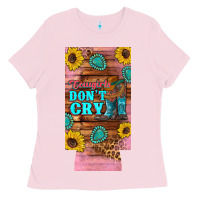 Bubblegum Pink cowgirls don't crty boots hat sunflowers 12 oz can cooler  (slim) Ladies Tee - Artiststas