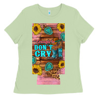 Matcha cowgirls don't crty boots hat sunflowers 12 oz can cooler  (slim) Ladies Tee - Artiststas
