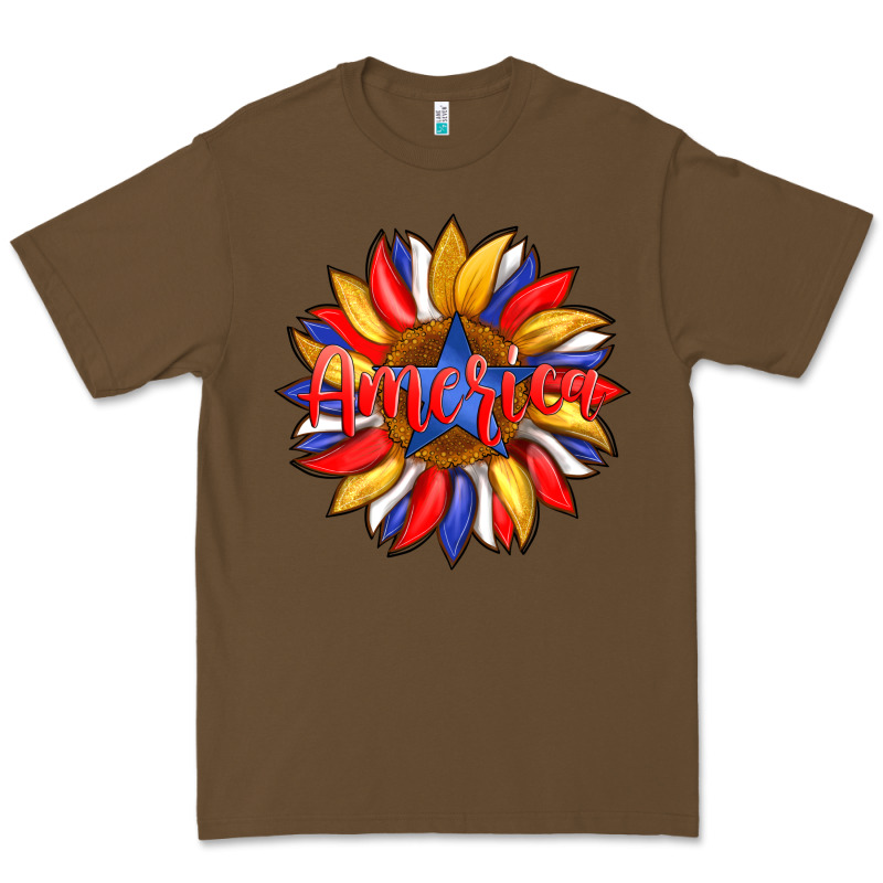 America With American Flag Colors And Sunflower With Star Premium Tee by Artiststas | Teevron