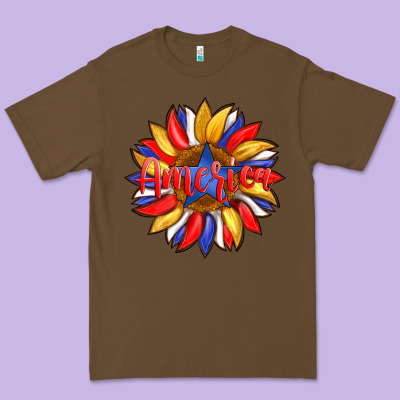 America With American Flag Colors And Sunflower With Star Premium Tee Designed By Artiststas