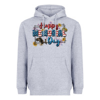 Heather Grey Happy memorial day 4th of july Heavyweight Hoodie - CowGirlArtShop