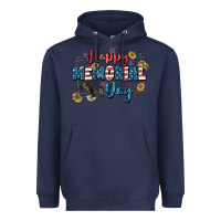 Navy Happy memorial day 4th of july Heavyweight Hoodie - CowGirlArtShop