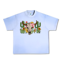 Grape Ice bull skull with cactus Urban Heavy Tee - MaliasSmallBusiness
