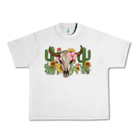 Lunar Rock bull skull with cactus Urban Heavy Tee - MaliasSmallBusiness
