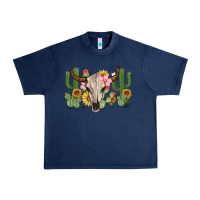 Navy bull skull with cactus Urban Heavy Tee - MaliasSmallBusiness
