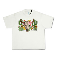 Pistachio bull skull with cactus Urban Heavy Tee - MaliasSmallBusiness