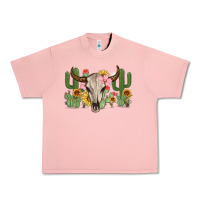 Salmon bull skull with cactus Urban Heavy Tee - MaliasSmallBusiness