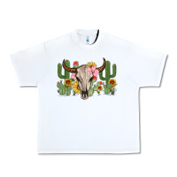 White bull skull with cactus Urban Heavy Tee - MaliasSmallBusiness