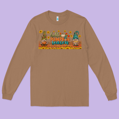 Hello Pumpkin Season Libbey Glass Long Sleeve Tee Designed By Bundleandbundleshop