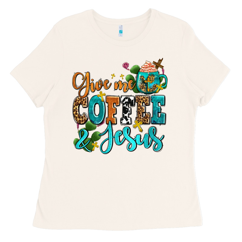 Gıve Me Coffee And Jesus Ladies Tee by AdoDesignShop | Teevron