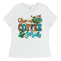 White gıve me coffee and jesus Ladies Tee - AdoDesignShop
