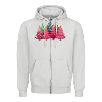Dove Grey christmas tress with lights Zipper Hoodie - texasbilliewilder
