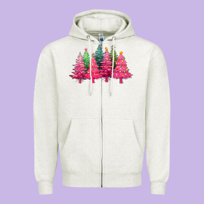 Christmas Tress With Lights Zipper Hoodie Designed By Texasbilliewilder