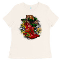 Bone Christmas Cowboy Boots Ladies Tee - JahusDesignShop