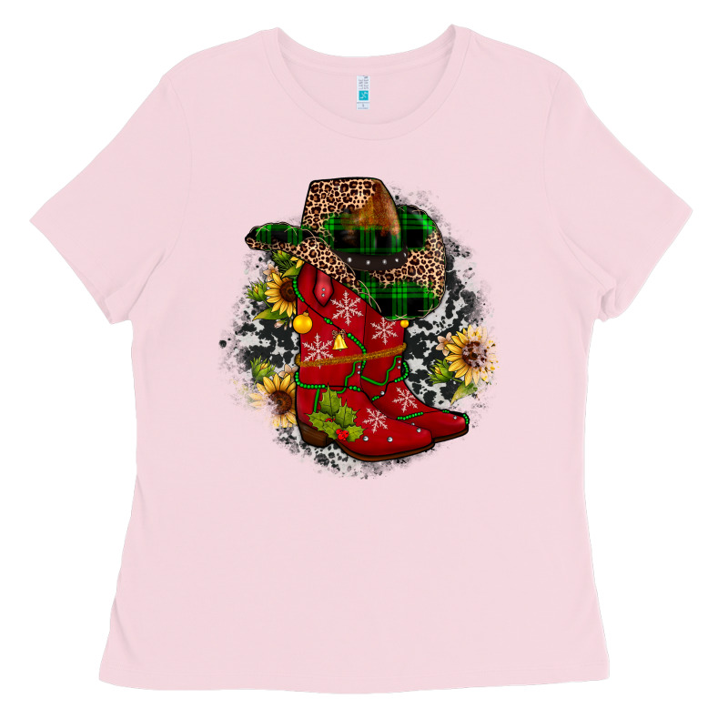 Christmas Cowboy Boots Ladies Tee by JahusDesignShop | Teevron