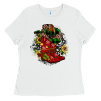 White Christmas Cowboy Boots Ladies Tee - JahusDesignShop