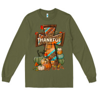 Army Green thankful fall cross Long Sleeve Tee - BundleAndBundleShop