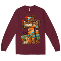 Burgundy thankful fall cross Long Sleeve Tee - BundleAndBundleShop