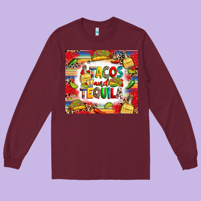 Tacos And Tequila Long Sleeve Tee Designed By Ranaportraitstore