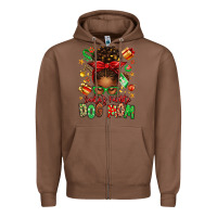 Chestnut santas favorite dog mom afro messy bun Zipper Hoodie - texasbilliewilder