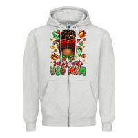 Dove Grey santas favorite dog mom afro messy bun Zipper Hoodie - texasbilliewilder