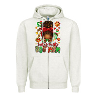 Santas Favorite Dog Mom Afro Messy Bun Zipper Hoodie | Teevron