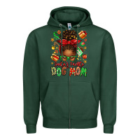 Sports Green santas favorite dog mom afro messy bun Zipper Hoodie - texasbilliewilder