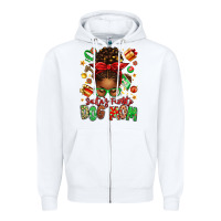 White santas favorite dog mom afro messy bun Zipper Hoodie - texasbilliewilder