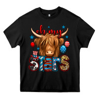 Black oh my stars 4th of july shaggy cow Heavy Core Tee - Jasminsmagicworld