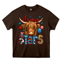 Chocolate Brown oh my stars 4th of july shaggy cow Heavy Core Tee - Jasminsmagicworld