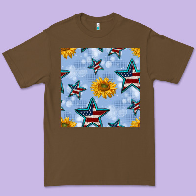 Patriotic Stars And Sunflower Premium Tee Designed By Bundleandbundleshop