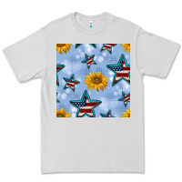 Dove Grey patriotic stars and sunflower Premium Tee - BundleAndBundleShop