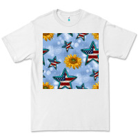 White patriotic stars and sunflower Premium Tee - BundleAndBundleShop