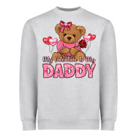 Heather Grey my valentine is my daddy Heavyweight Sweatshirt - LillyAllenDesigns