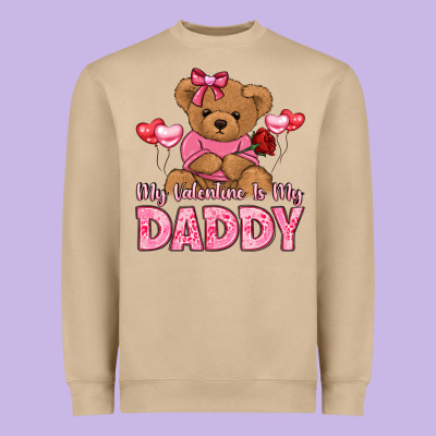 My Valentine Is My Daddy Heavyweight Sweatshirt Designed By Lillyallendesigns