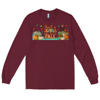 Burgundy just a girl who loves fall libbey glass Long Sleeve Tee - BundleAndBundleShop