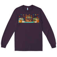 Plum just a girl who loves fall libbey glass Long Sleeve Tee - BundleAndBundleShop